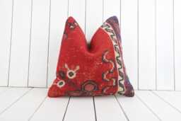 16x16 Vintage Turkish Kilim Pillow Bohemian Cushion Cover - thumbnail 1