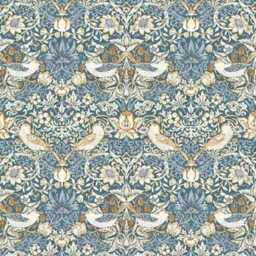 William Morris Strawberry Thief, Denim, Arts & Crafts Cushion Cover, Throw Pillow Cover - thumbnail 2