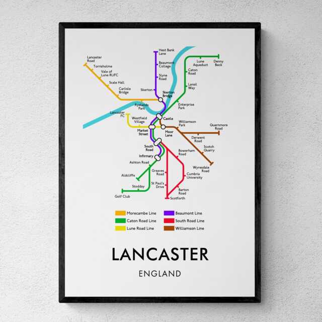 Lancaster Tube Map Print, Underground Street Wall Art Gifts - image 1