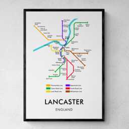 Lancaster Tube Map Print, Underground Street Wall Art Gifts - thumbnail 1