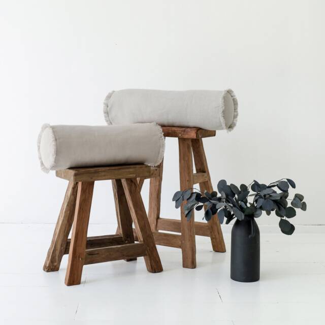 Heavy Linen Bolster Pillow Cover, Cylindrical Neck Support Pillowcase, Natural Cushion Covers With Zipper - image 1