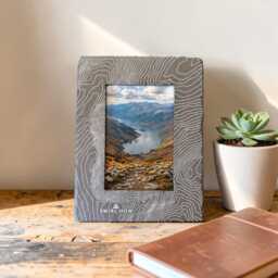 Swirl How Contour Slate Photo Frame - Lake District Inspired Gift - 4x6 Holder Mountain Home Decor