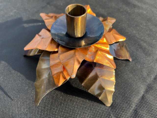 Copper Poinsettia Christmas Candle Holder Centerpiece - image 1
