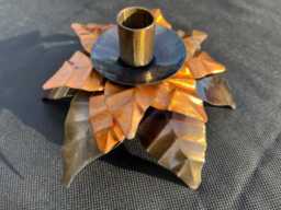 Copper Poinsettia Christmas Candle Holder Centerpiece - thumbnail 1