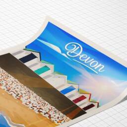 Devon Travel Poster - Torbay Broadsands Beach South England Huts Wall Art Home Decor Artwork Wedding Gift UK - thumbnail 3