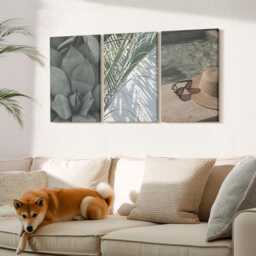 Canvas Art Set Of 3 - Tropical Plants & Summer Holiday Accents, Green Print On Canvas, Flowers Wall Decor - thumbnail 2