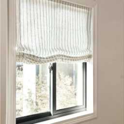 Natural Color 100% Striped Linen Roman Shade With Chain Mechanism, Window Treatment, Custom Made Relaxed - thumbnail 4