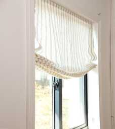 Natural Color 100% Striped Linen Roman Shade With Chain Mechanism, Window Treatment, Custom Made Relaxed