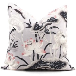 Lilac Lotus Garden Decorative Pillow Cover 18x18, 20x20, 22x22, 24x24, Eurosham Or Lumbar Pillow, Lily Pad Pillow, Throw Toss Pillow - thumbnail 2
