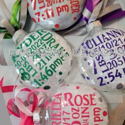Baby's First Christmas Ornament, Personalized Glass Ornament, Birth Stat Announcement, Free Shipping, Great Gift - thumbnail 2