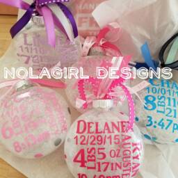 Baby's First Christmas Ornament, Personalized Glass Ornament, Birth Stat Announcement, Free Shipping, Great Gift