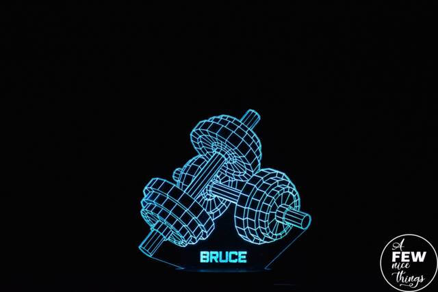 Personalised Dumbbell Led Night Light Gym Decor, Fitness Gift - image 1
