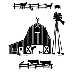 Farm Animals & Barn Scene Sihlouette - Wall Decal Custom Vinyl Art Stickers - thumbnail 3