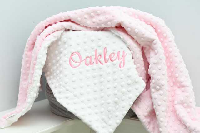Minky Baby Blanket Girl Personalized Baby Girl-White Minky Blanket-Pink Blanket-White - image 1