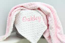 Minky Baby Blanket Girl Personalized Baby Girl-White Minky Blanket-Pink Blanket-White