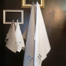 Embroidered Cornflower Linen Towel Set Hand & Face Towels - thumbnail 2