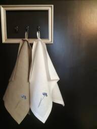 Embroidered Cornflower Linen Towel Set Hand & Face Towels - thumbnail 1