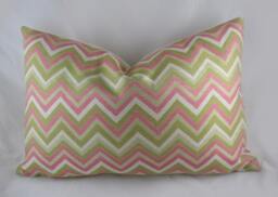 Decorative Pillow Cushion Cover - Accent Throw Duralee Blossom Chevron Zigzag Pink, Khaki, Green - thumbnail 1