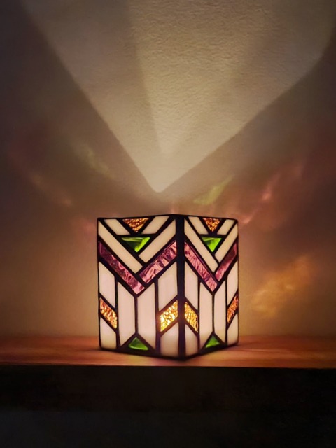 Art Deco Style Stained Glass Candle Holder - image 1