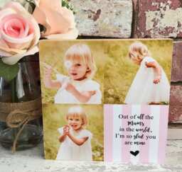 Mothers Day Gift, Mum Photo, Chunky Wood Mom Personalised Day, Nanny Photo Block, Gift For Her, Birthday Frame
