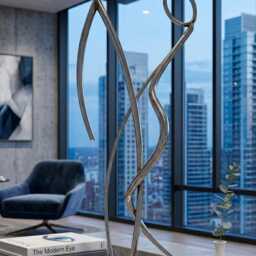 Metal Sculpture Stickmen Dancers Silver Stainless Steel. Handcrafted Modern Decor, Indoor, Outdoor - thumbnail 4
