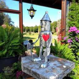 Small Wizard Of Oz Wicked Garden Tin Man Metal Sculpture Ornament Statue H22cm - thumbnail 2