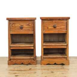 Two Rustic Bedside Cabinets - Bedroom Storage Pair Of Pitch Pine Chest Reclaimed - M-5818 - thumbnail 3