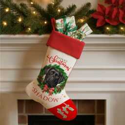 Personalised Dog Christmas Stocking Black Labrador Xmas Treat Sack New Puppy Bag Festive Hanging Toys Storage Boot Pets Dwst07 - thumbnail 1