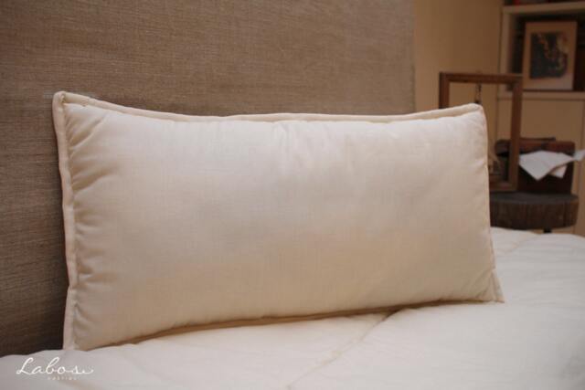 Lumbar Pillow 12x24 In, Chemicals Free Wool Filled, Handmade, Cotton Covered. - Us Duty Paid - image 1