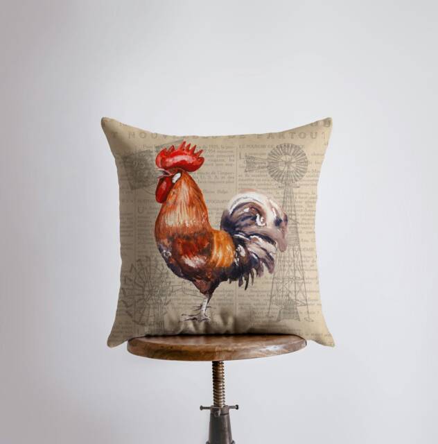 Red Rooster - Farmhouse Style Pillow Cover Modern Decor Throw Farm House Gift For Her - image 1