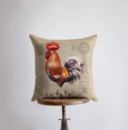 Red Rooster - Farmhouse Style Pillow Cover Modern Decor Throw Farm House Gift For Her - thumbnail 1