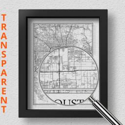 Transparent Houston City Map Detailed Wall Art Print Poster Gift Decor Usa - thumbnail 3