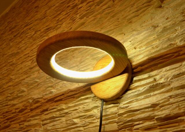 Wall Lamp From Natural Oak, Wooden Wall Sconce, Wood Lamp, Ring Of Wood, Circle Fixture Lighting, Original Lighting Rustic - image 1