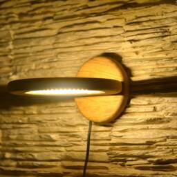 Wall Lamp From Natural Oak, Wooden Wall Sconce, Wood Lamp, Ring Of Wood, Circle Fixture Lighting, Original Lighting Rustic - thumbnail 3
