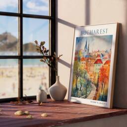 Bucharest Travel Print, Romania, Poster, Romania Vintage Bucharest Print - thumbnail 3