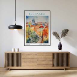 Bucharest Travel Print, Romania, Poster, Romania Vintage Bucharest Print - thumbnail 2