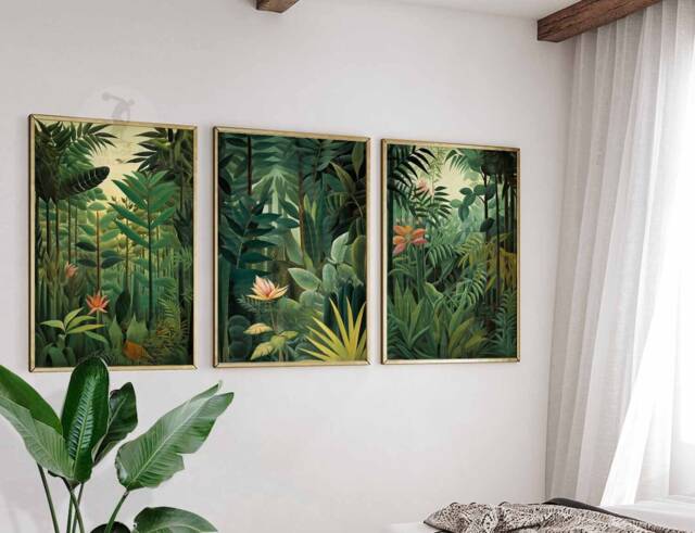 Henri Rousseau Floral Set Of 3 Posters, Botanical Prints, Wall Art, Tropical Decor, Jungle Art - image 1