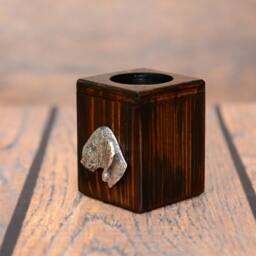 Bedlington Terrier - Wooden Candlestick With Dog, Souvenir, Decoration, Limited Edition, Collection - thumbnail 2