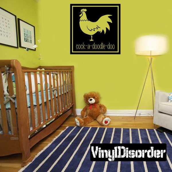 Rooster Cock-A-Doodle-Doo - Vinyl Wall Decal Quotes Sticker Anm003Et - image 1