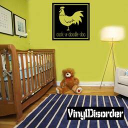 Rooster Cock-A-Doodle-Doo - Vinyl Wall Decal Quotes Sticker Anm003Et - thumbnail 1