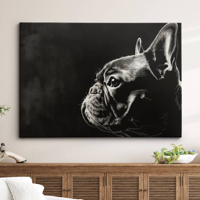 French Bulldog Dog Pet Stencil Style Fine Art Painting Framed Poster Print & Canvas Wall Living Home Decor Interior Gift - image 1