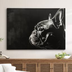 French Bulldog Dog Pet Stencil Style Fine Art Painting Framed Poster Print & Canvas Wall Living Home Decor Interior Gift - thumbnail 1