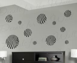 Zebra Pattern Circles Wall Decals Vinyl Graphic African Animal Print Sticker Art Decor Large Decoration Sign Mural G53 - thumbnail 1