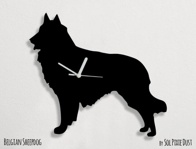 Belgian Sheepdog Dog - Wall Clock Silhouette - image 1