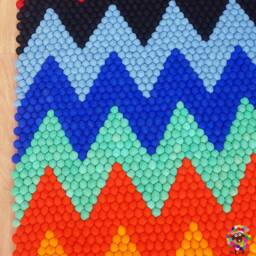 Zig Zag Felt Ball Rug Handmade Wool Carpet From Nepal - thumbnail 2
