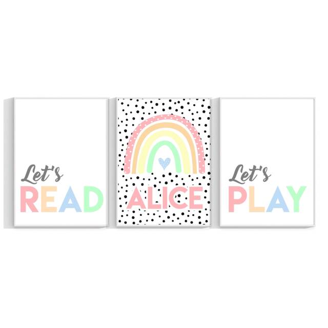 Personalised Rainbow Bedroom Prints, Girls Room, Initial, Polka Dot, Baby Name Print, Home Decor 585 - image 1