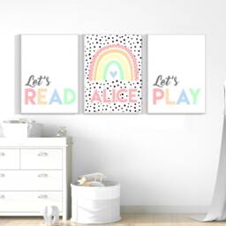 Personalised Rainbow Bedroom Prints, Girls Room, Initial, Polka Dot, Baby Name Print, Home Decor 585 - thumbnail 2