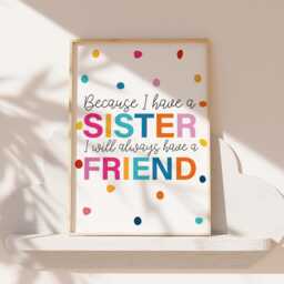Sisters Make The Best Friends Print, Girls Bedroom Decor, Sister Prints, Wall Art, Sibling Big Sis Lil - thumbnail 1