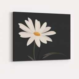Elegant White Daisy Floral Silhouette Dark Modern Artwork Canvas Wall Art Print Decor Picture Ready To Hang - thumbnail 4