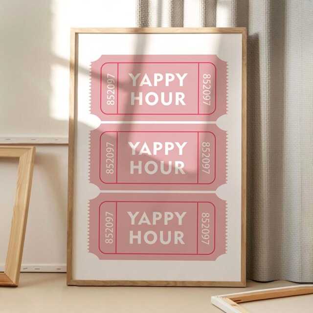 Yappy Hour Ticket Art Canvas Poster, Trendy Wall Art, Apartment Aesthetic Decor, Retro Home Printed Gift - image 1